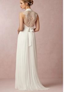 BHLDN Elegant White Lace Back Wedding Dress